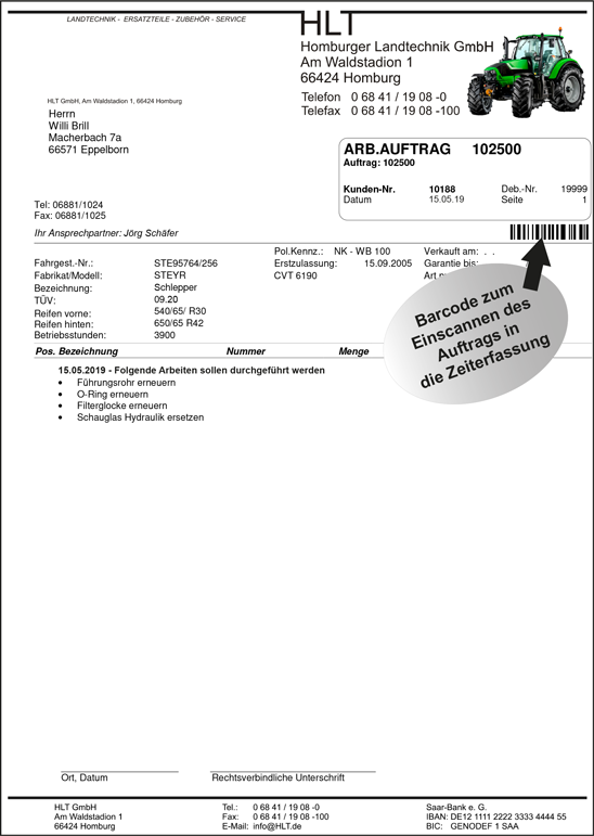 Screenshot WinMLB Reparaturwesen
