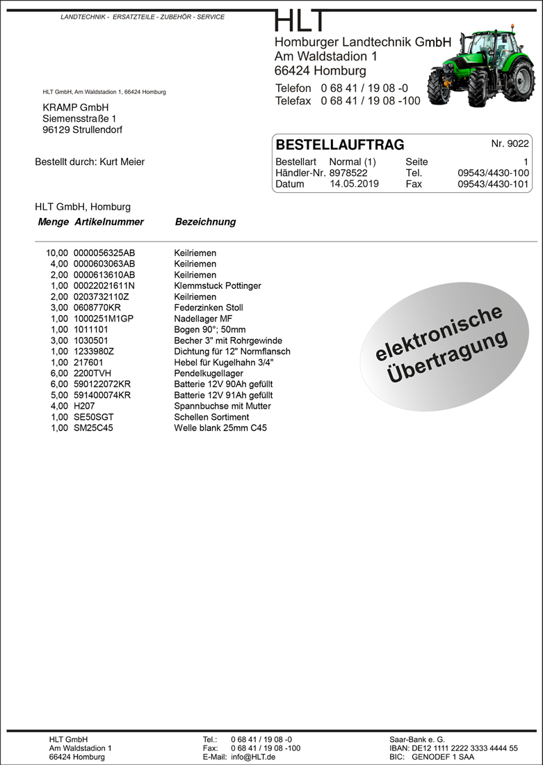 Screenshot WinMLB Bestellwesen
